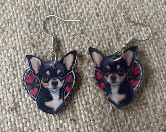 Chihuahua earrings, dog mom, rescue mom gift, rescue dog, chi, chis, chihuahua dog, dog lovers, animal jewelry, ready to ship