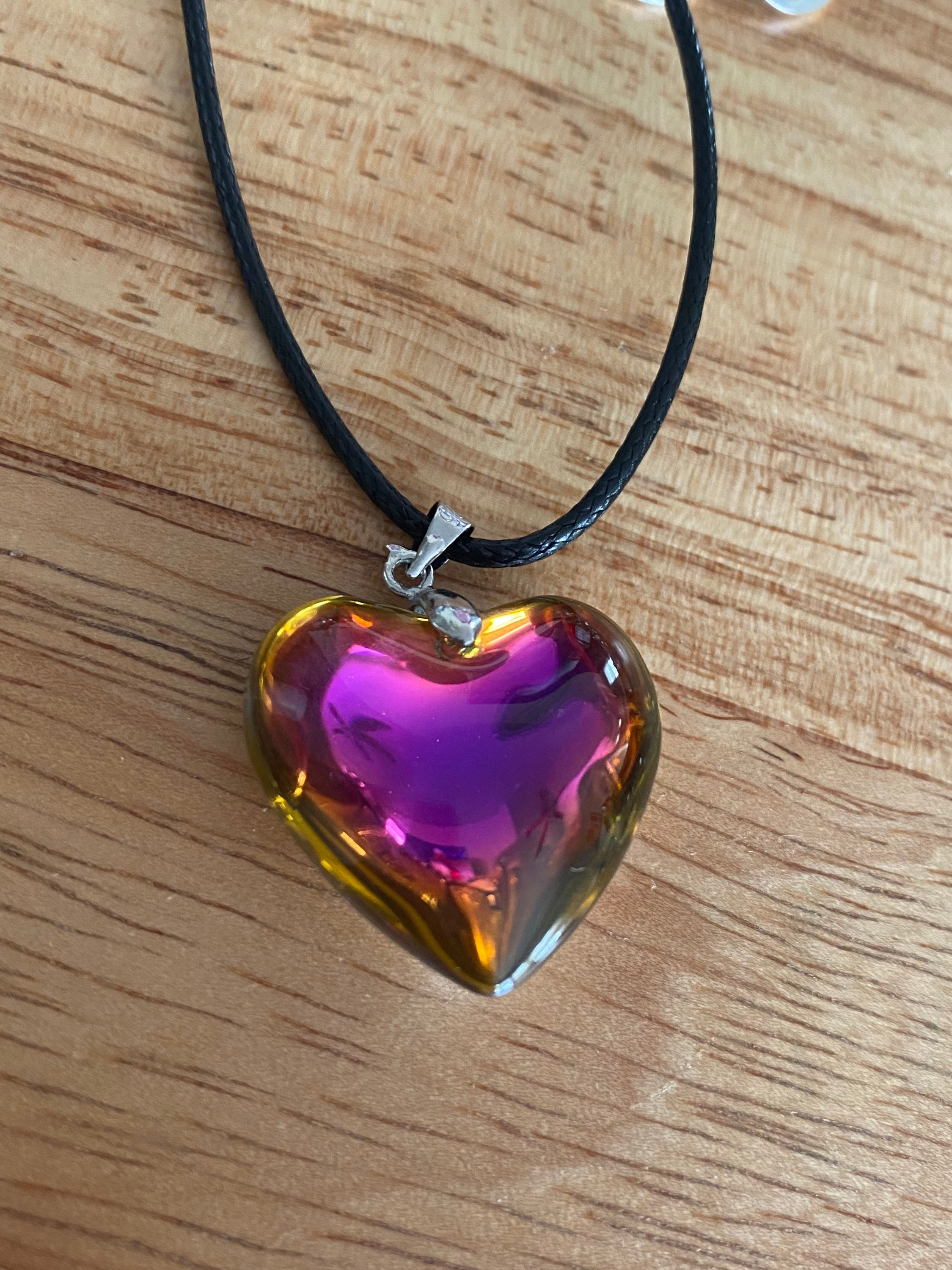 Heart Necklace, Heart Jewelry, Glass Heart, Glass Pendant