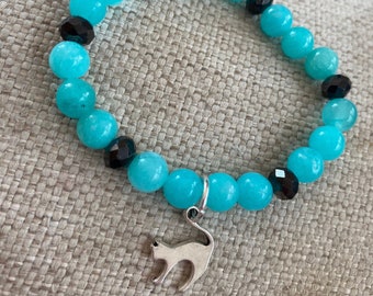 Cat charm bracelet, rescue cat, rescue cat mom gift, charm bracelet, cat lovers, cats, ready to ship, gift under 20, cat mom gift