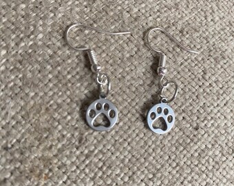 Dog paw earrings, paw earrings, paws earrings, animals, dogs, dog earrings, stainless steel earrings , gift idea, dog mom gift