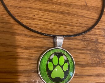 Paw print necklace, dog mom, Cabochon necklace, gift idea, under 20, rescue mom gift, dog mom jewelry, dog mom, dogs, dog gift