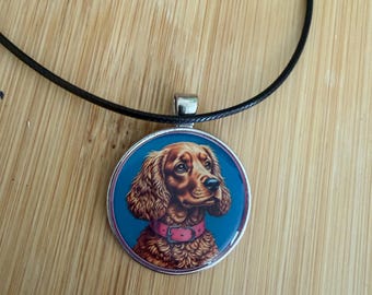Cocker spaniel necklace, cocker mom, Cabochon necklace, gift idea, rescue mom gift, dog mom jewelry, dog mom, dogs, pet memorial jewelry