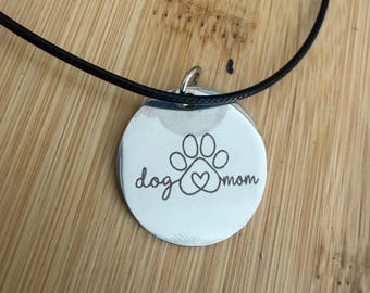 Dog tag stainless steel necklace, dog lover, black cord necklace, gift for dog mom, pitbull, pit, pit mom, pit dad, Pittie dad, Pittie mom