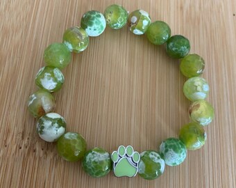 Paw charm bracelet, rescue dog, rescue mom gift, pet bracelet, dog lovers, cats, pet jewelry,  handmade, pet memorial jewelry