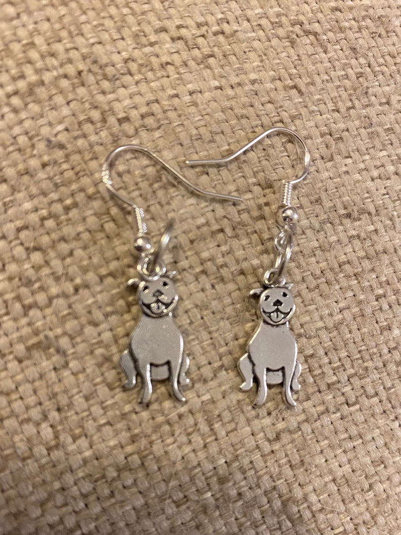 Pitbull earrings, rescue mom gift, free shipping, rescue mom gift, jewelry for her, gifts under 20 pitbulls, dog lovers, pitbull jewelry image 1
