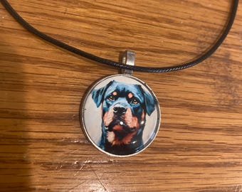 Rottweiler necklace, rottie mom, Cabochon necklace, gift idea, Rottweiler, rescue mom gift, dog mom jewelry, dog mom, dogs, dog gift