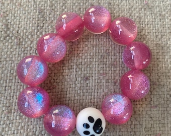 Paw Beaded bracelet, paws , stretch  bracelet, dog mom, animals, dogs, jewelry, rescue mom gift, dog mom, rescue mom gift, dog mom gift