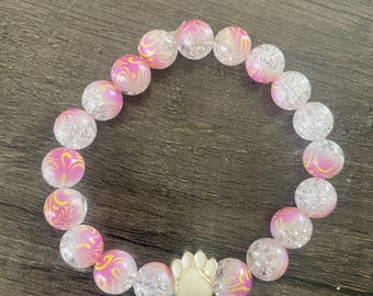 Paw Beaded bracelet, paws , stretch  bracelet, dog mom, animals, dogs, jewelry, rescue mom gift, dog mom, rescue mom gift, dog mom gift