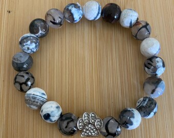 Paw charm bracelet, rescue dog, rescue mom gift, pet bracelet, dog lovers, cats, pet jewelry,  handmade, pet memorial jewelry