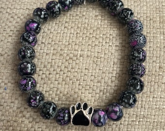 Paw beaded bracelet, paw charm bracelet, dog mom jewelry, beaded bracelet, dog mom gift, rescue mom gift, gift for her, pet jewelry