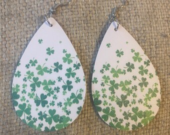 Shamrock earrings, shamrock, four leaf clover, Irish jewelry, shamrock jewelry, shamrocks, st Pat day, stainless steel earrings