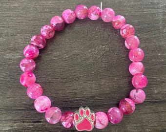 Paw Beaded bracelet, paws , stretch  bracelet, dog mom, animals, dogs, jewelry, rescue mom gift, dog mom, kids bracelet