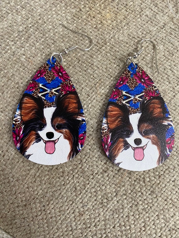 Boucles D'Oreilles Pendantes En Cuir - Motif Corgi Et Cœur - Crochet Argenté - Léger Et Élégant - Cadeau Pour Femme - 7