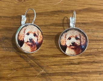 Golden doodle earrings, golden doodle dog, doodle, dog mom, golden doodle mom, dog earrings, dog moms, dog mom gift