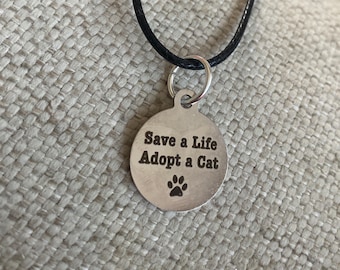 Cat necklace, cat mom, cats, animals, animal jewelry, under 20 gift, rescue mom, pets, free shipping, adopt a dog, adopt, save cats