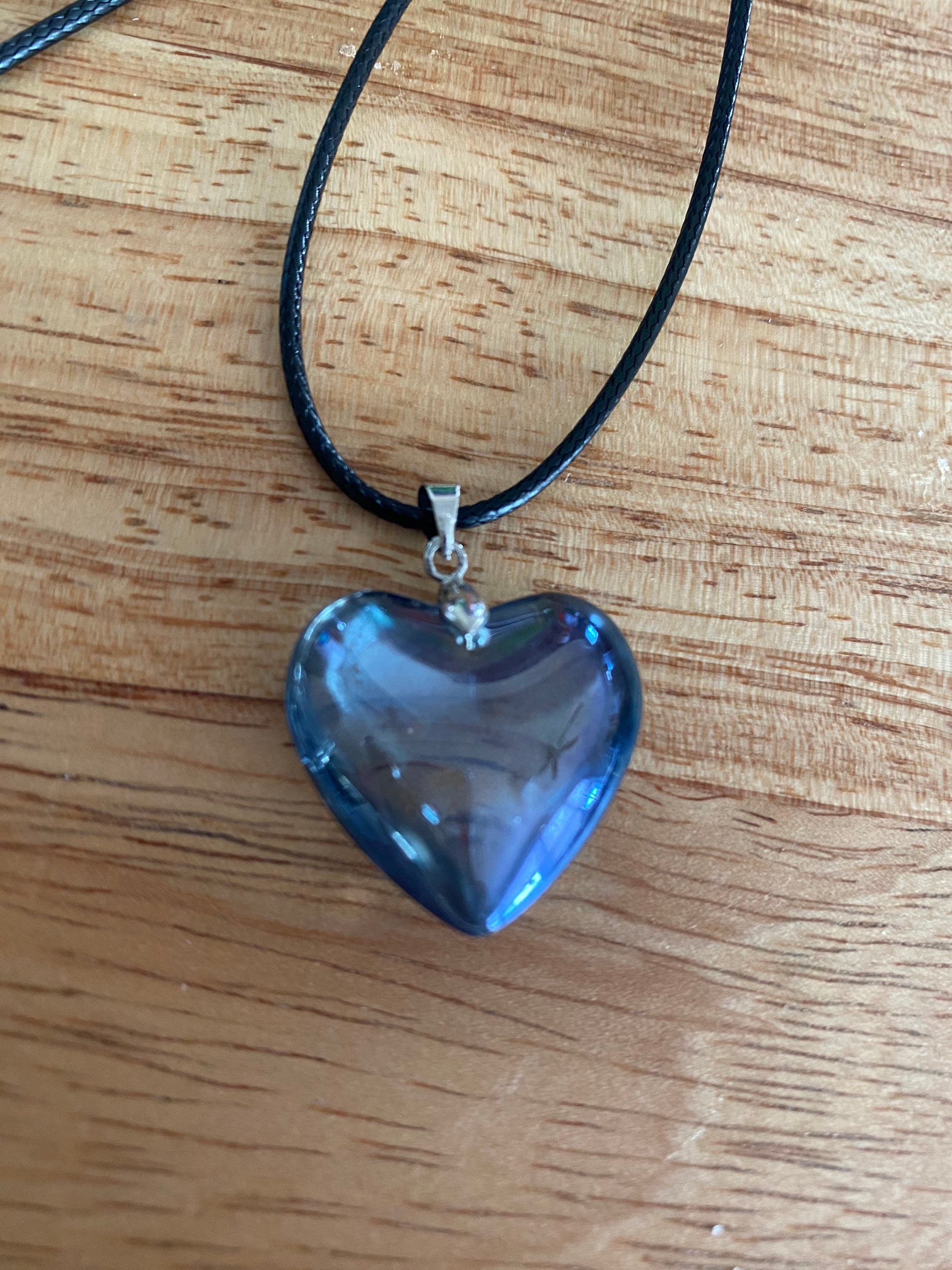 Heart Necklace, Heart Jewelry, Glass Heart, Glass Pendant