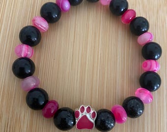 Paw charm bracelet, rescue dog, rescue mom gift, pet bracelet, dog lovers, cats, pet jewelry,  handmade, pet memorial jewelry