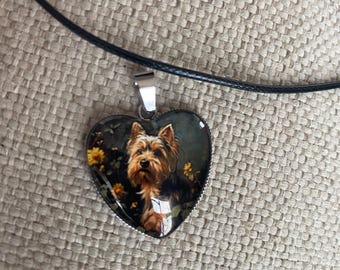 Yorkie mom necklace, yorkie dog mom, Cabochon necklace, gift idea, under 20, rescue mom gift, yorkie jewelry, dog mom, dogs; dog gift