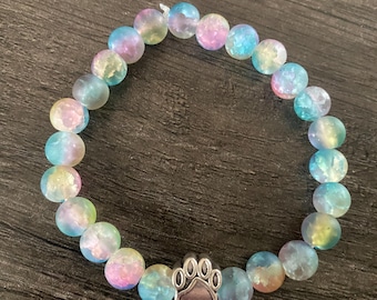 Paw Beaded bracelet, paws , stretch  bracelet, dog mom, animals, dogs, jewelry, rescue mom gift, dog mom, rescue mom gift, dog mom gift