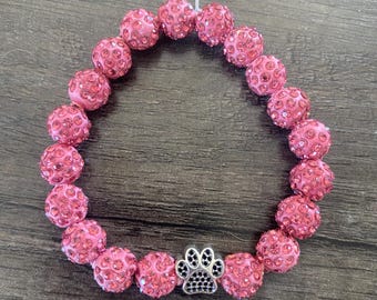 Paw Beaded bracelet, paws , stretch  bracelet, dog mom, animals, dogs, jewelry, rescue mom gift, dog mom, rescue mom gift, dog mom gift