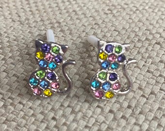 Cat earrings, small earrings, cats, rescue mom, rescue mom gift, under 10, femme, gift idea, animals, kitty