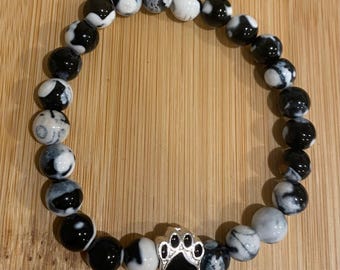 Paw charm bracelet, rescue dog, rescue mom gift, pet bracelet, dog lovers, cats, pet jewelry,  handmade, pet memorial jewelry
