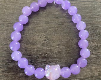 Cat Charm bead bracelet, paw charm bracelet, cat  mom jewelry, beaded bracelet, cat mom gift, rescue mom gift, gift for her, pet jewelry