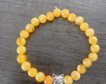 Cat Charm bead bracelet, paw charm bracelet, cat  mom jewelry, beaded bracelet, cat mom gift, rescue mom gift, gift for her, pet jewelry