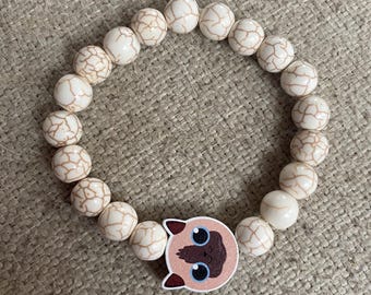 Cat charm bead bracelet, cat charm bracelet, cat mom jewelry, beaded bracelet, cat mom gift, rescue mom gift, gift for her, pet jewelry