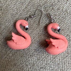 Flamingo earrings, flamingos, flamingo jewelry, resin flamingo earrings, resin earrings, flamingo, pink flamingo jewelry, resin