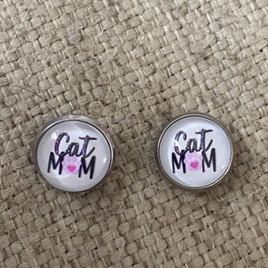 Cat stud earrings, cat lover, cat mom gift, handmade gifts, handmade studs, pet jewelry, stud earrings, cat stud earrings