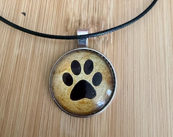 Paw print necklace, dog mom, Cabochon necklace, gift idea, under 20, rescue mom gift, dog mom jewelry, dog mom, dogs, dog gift