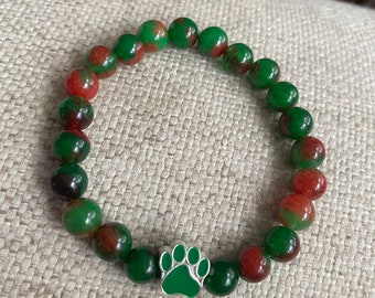 Bracciale Regolabile Con Zampa Di Cane E Cristalli - Inciso 'When I Needed A Hand I Found Your Paw'