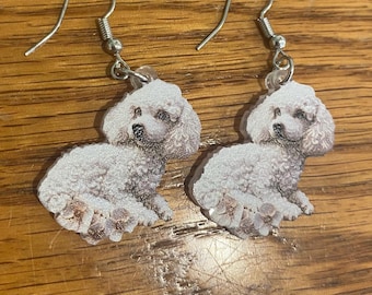 Poodle earrings, poodle dogs, dog mom, rescue mom gift, dog, acrylic, gift idea, ready to ship, under 20, poodle mom, dogs, poodles