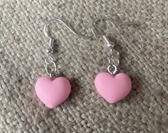 Heart earrings, heart jewelry,hearts, earrings, tibetan silver, dangly earrings, gifts for her, gift ideas, ready to ship, gifts, valentine