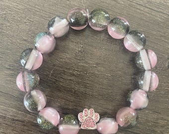 Paw Beaded bracelet, paws , stretch  bracelet, dog mom, animals, dogs, jewelry, rescue mom gift, dog mom, rescue mom gift, dog mom gift