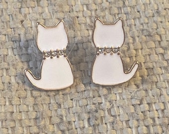 Cat stud earrings, cat lover, cat mom gift, handmade gifts, handmade studs, pet jewelry, stud earrings, cat stud earrings