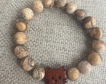 Cat Charm bead bracelet, paw charm bracelet, cat  mom jewelry, beaded bracelet, cat mom gift, rescue mom gift, gift for her, pet jewelry