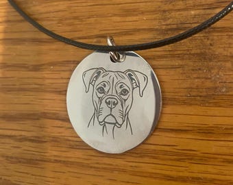 Dog tag necklace, dog lover, stainless steel, gift for dog mom, pom mom, terrier dog, boxer dog, boxer, personalized pet jewelry, pitbull