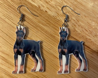 Doberman earrings, min pin, dobermans, dobie, Doberman mom, rescue mom gift, rescue dog, dog mom, rescue mom