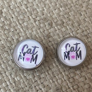 Cat stud earrings, cat lover, cat mom gift, handmade gifts, handmade studs, pet jewelry, stud earrings, cat stud earrings