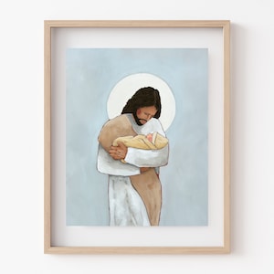 Held By Heaven Print (variations available) //  LDS Art | Christian Artwork | Infant Loss | Pregnancy Loss | Jesus Holding Baby | Christ Art