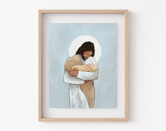 Held By Heaven Print (variations available) //  LDS Art | Christian Artwork | Infant Loss | Pregnancy Loss | Jesus Holding Baby | Christ Art