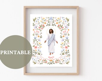 Risen PRINTABLE // LDS Art | Painting of Christ |  Girls Room Decor | Spring Artwork | Christ Art | Easter Artwork | Risen Christ | Spring