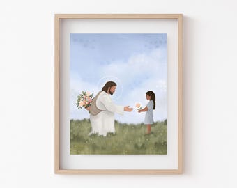 Trust Me Print - Dark Hair and Skin Version //  LDS Art | Portrait of Christ | Christian Artwork | Religious Painting | Jesus with Girl