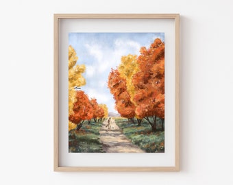 Autumn's Grace Print // Christian Art | Fall Artwork | Autumn Leaves Print | Christian Fall Decor | Christ With Lamb | LDS Art | Fall Leaves