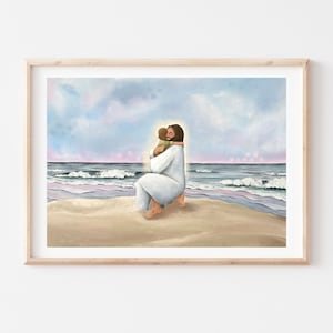 Heaven&#39;s Sweet Embrace Print //  Christian Artwork | Jesus Hugging Boy | Christ and Children | LDS Art | Nursery Decor | Painting of Jesus