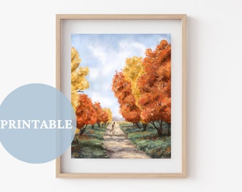 Autumn's Grace PRINTABLE // LDS Art | Painting of Christ |  Fall Wall Art | Autumn Leaves Painting | Fall Decor | Christian Autumn Decor
