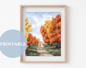 Autumn's Grace PRINTABLE // LDS Art | Painting of Christ |  Fall Wall Art | Autumn Leaves Painting | Fall Decor | Christian Autumn Decor