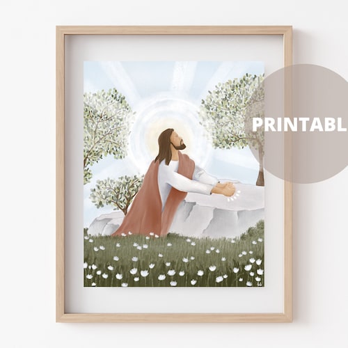 Gethsemane PRINTABLE // LDS Art Jesus Christ Illustration | Etsy